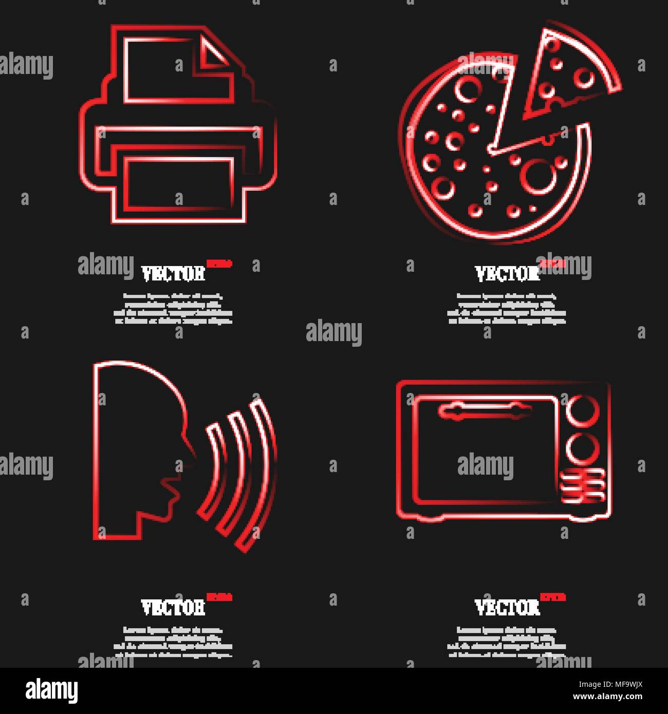 Set of Red web icon flat design. Simple sticker internet sign gray ...