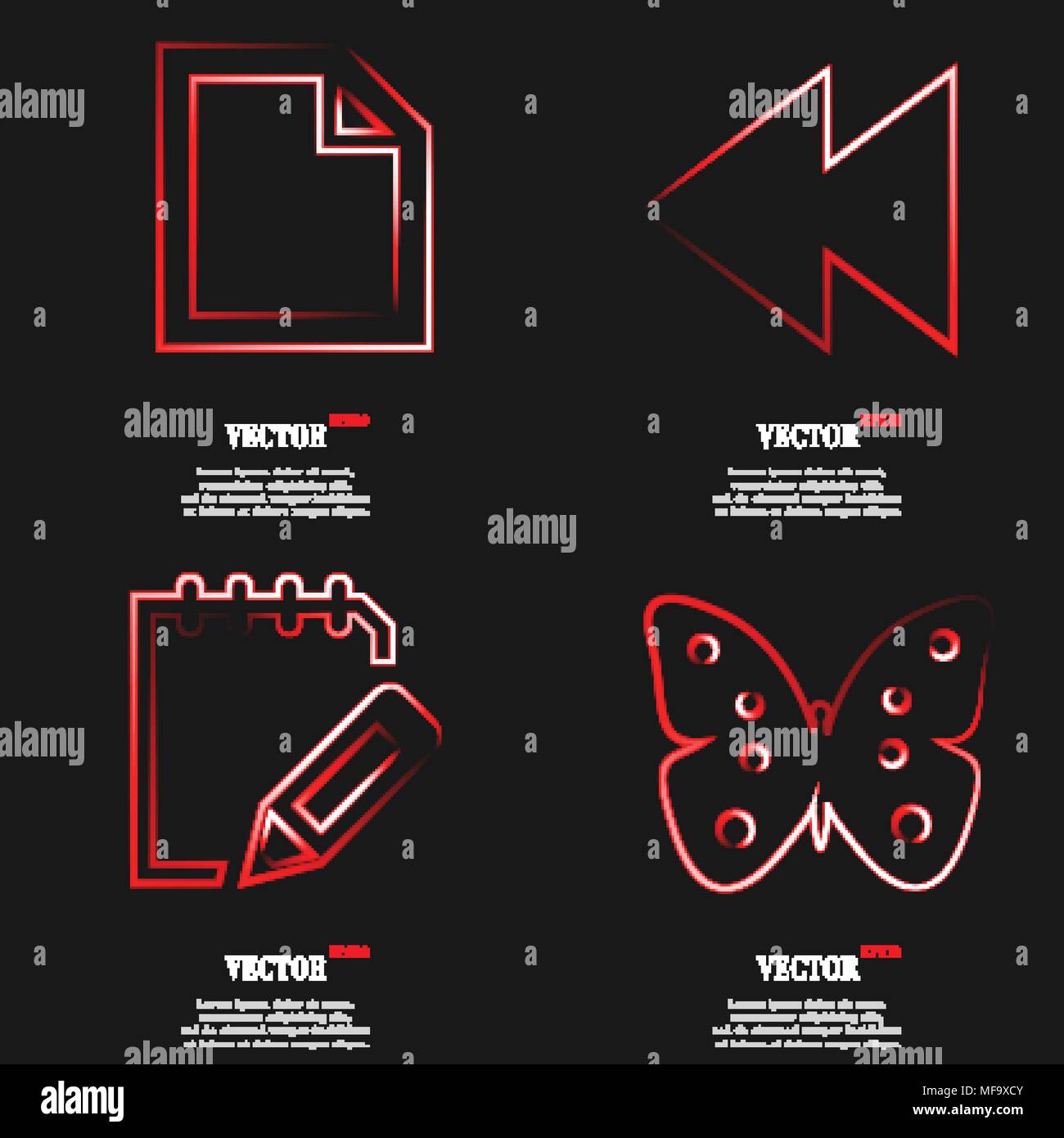 Set of fashionable red icons, trending symbols. Flat design for your ...