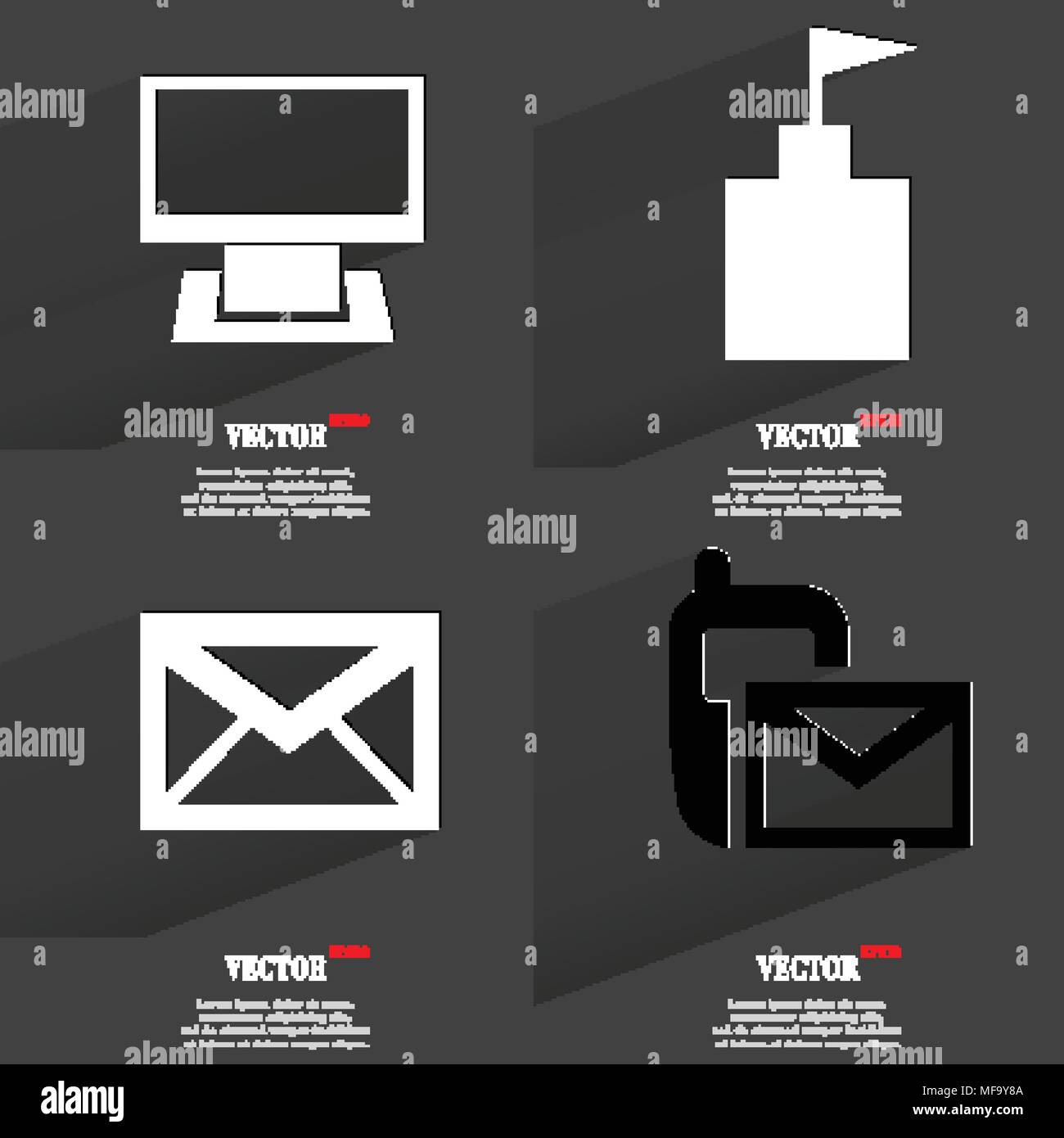 Set of icons. Collection of symbols. Modern Flat web design with long ...