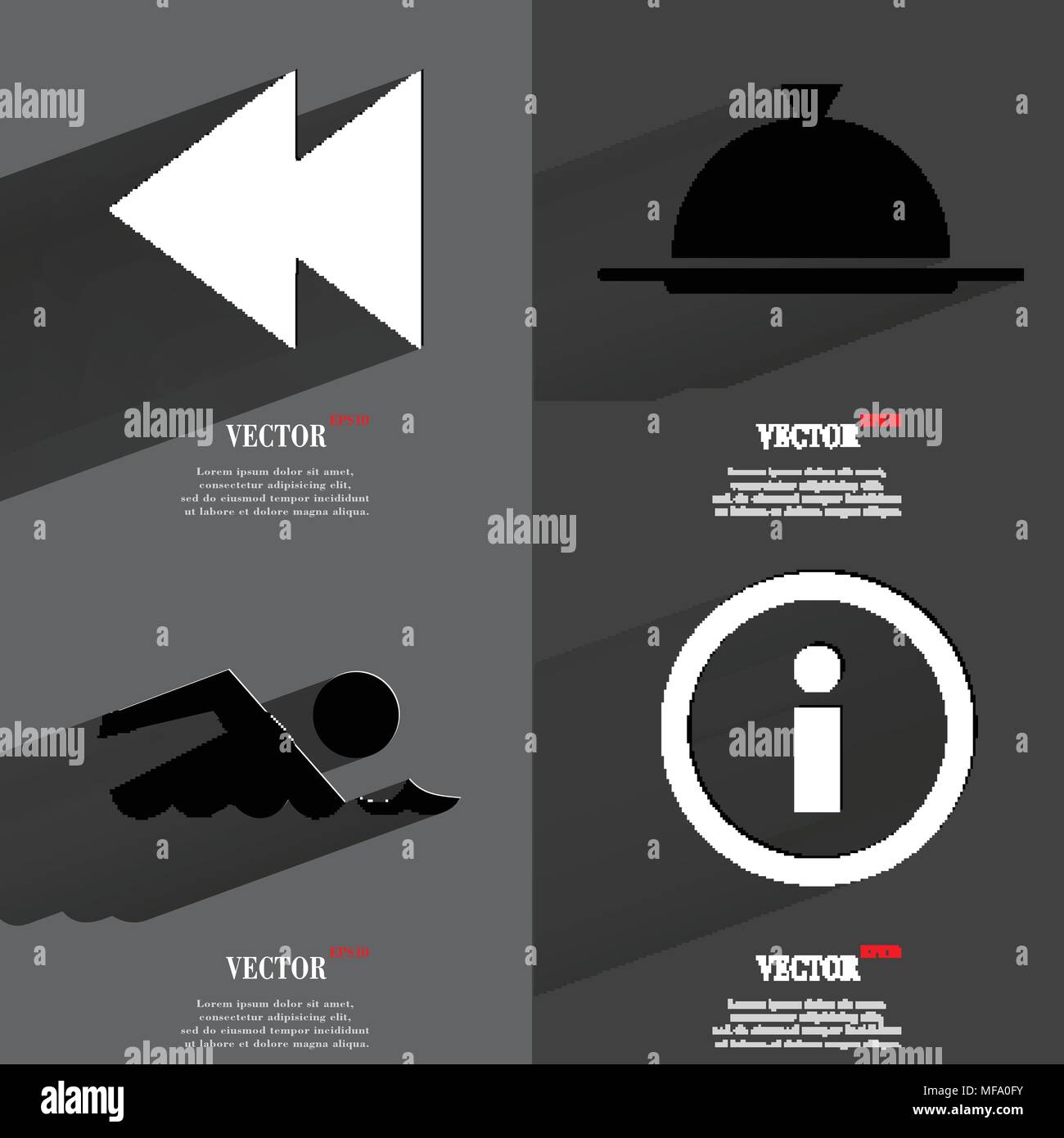 Set of icons. Collection of symbols. Modern Flat web design with long ...