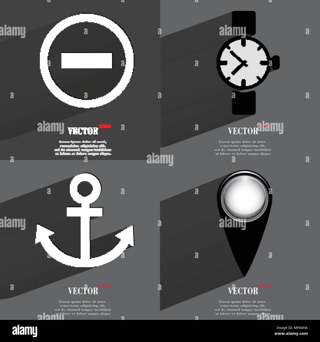 Set of icons. Collection of symbols. Modern Flat web design with long ...