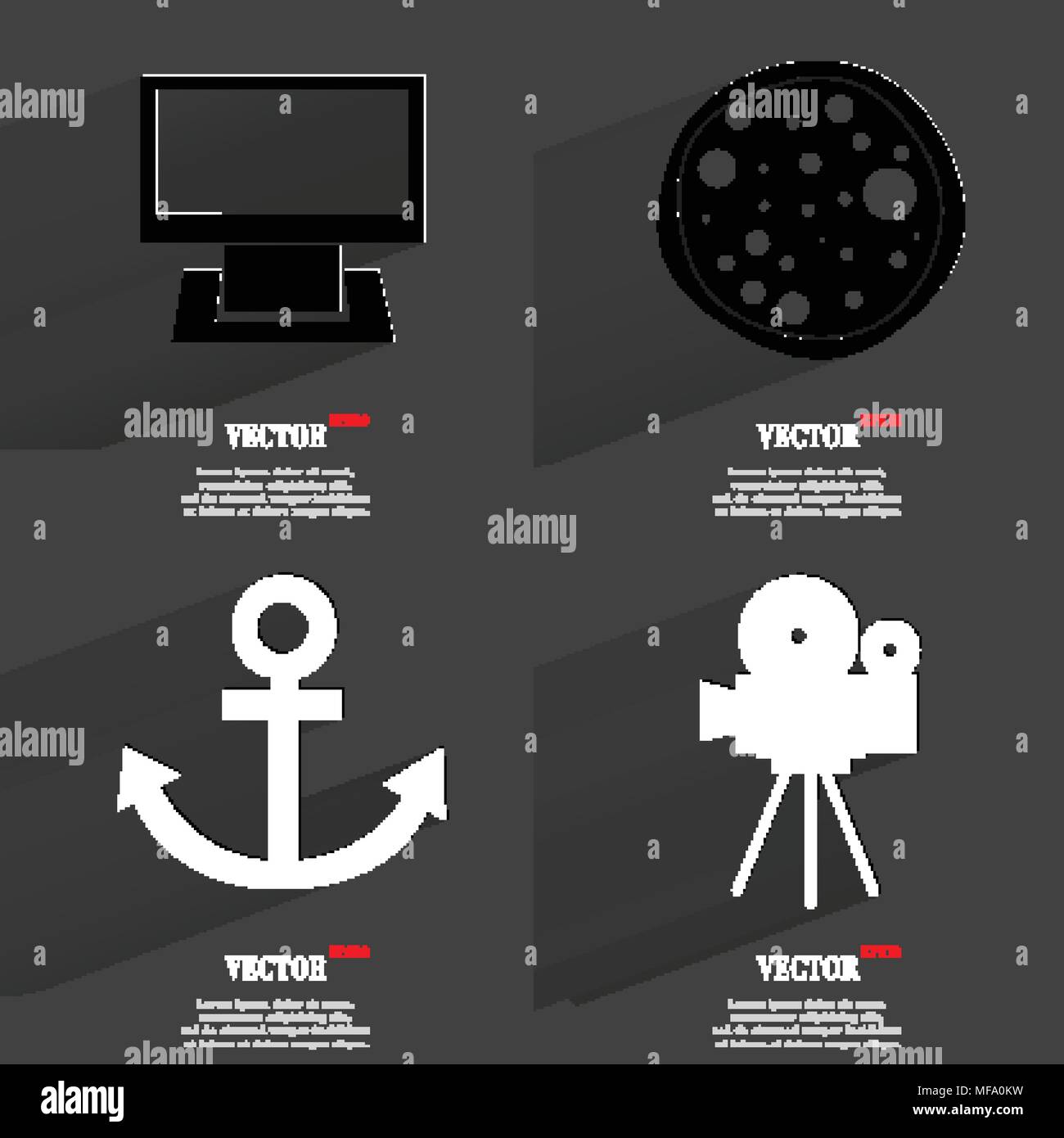 Set of icons. Collection of symbols. Modern Flat web design with long ...