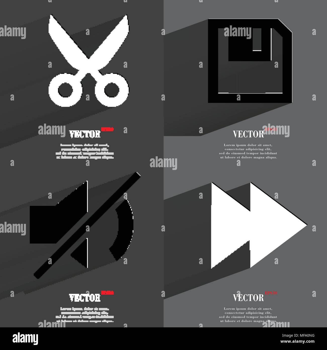 Set of icons. Collection of symbols. Modern Flat web design with long ...
