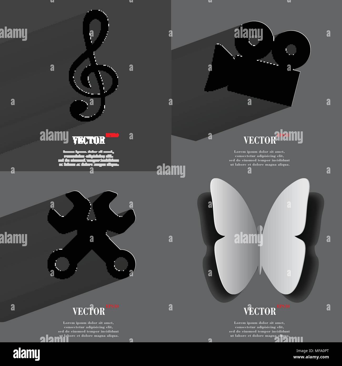 Set of icons. Collection of symbols. Modern Flat web design with long ...