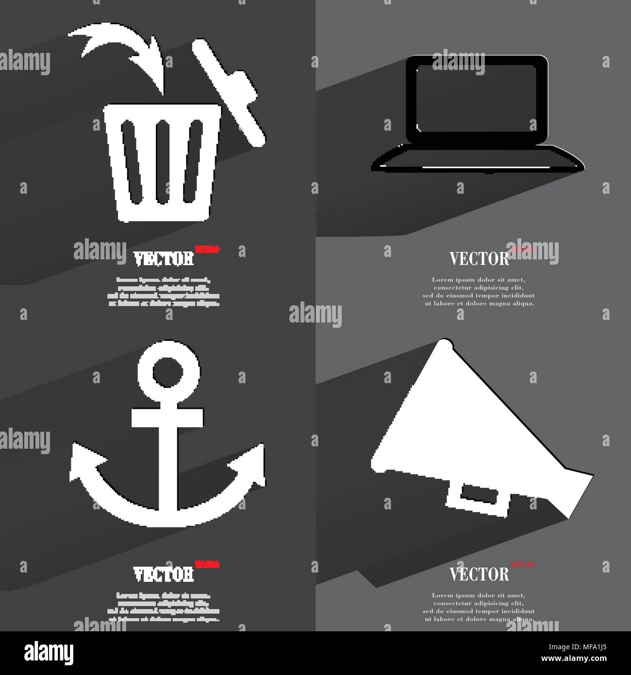 Set of icons. Collection of symbols. Modern Flat web design with long ...