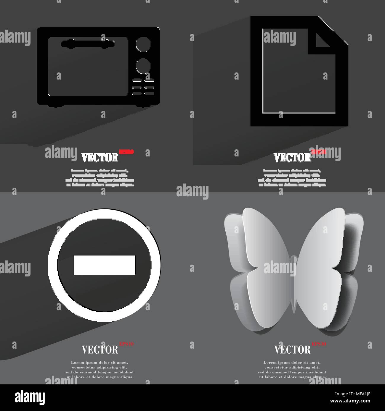 Set of icons. Collection of symbols. Modern Flat web design with long ...