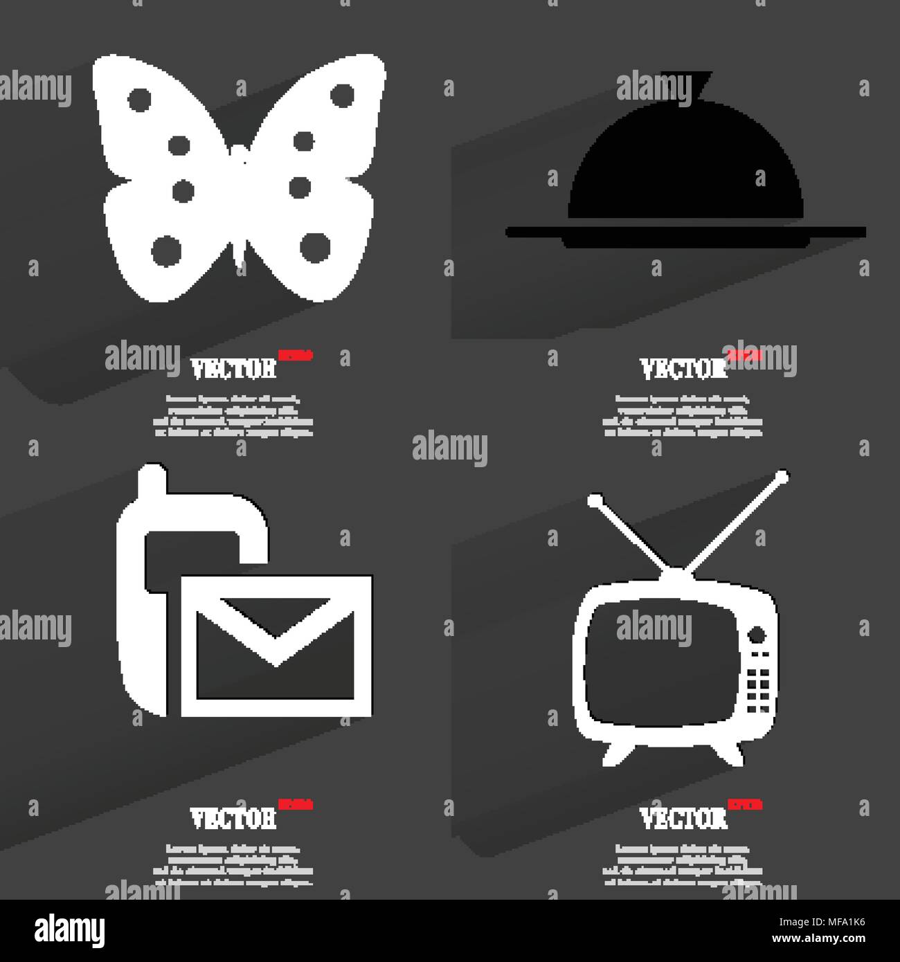 Set of icons. Collection of symbols. Modern Flat web design with long ...