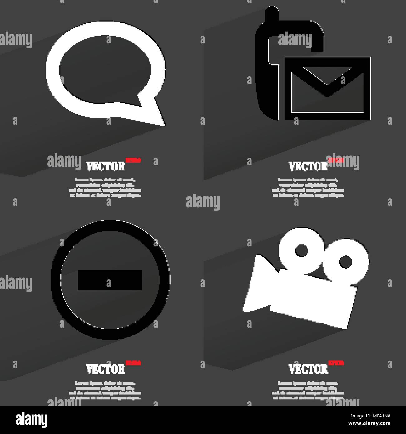 Set of icons. Collection of symbols. Modern Flat web design with long ...