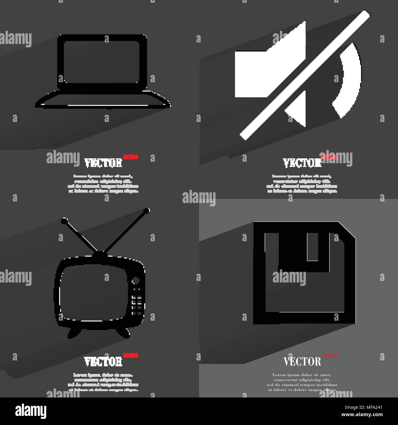 Set of icons. Collection of symbols. Modern Flat web design with long ...