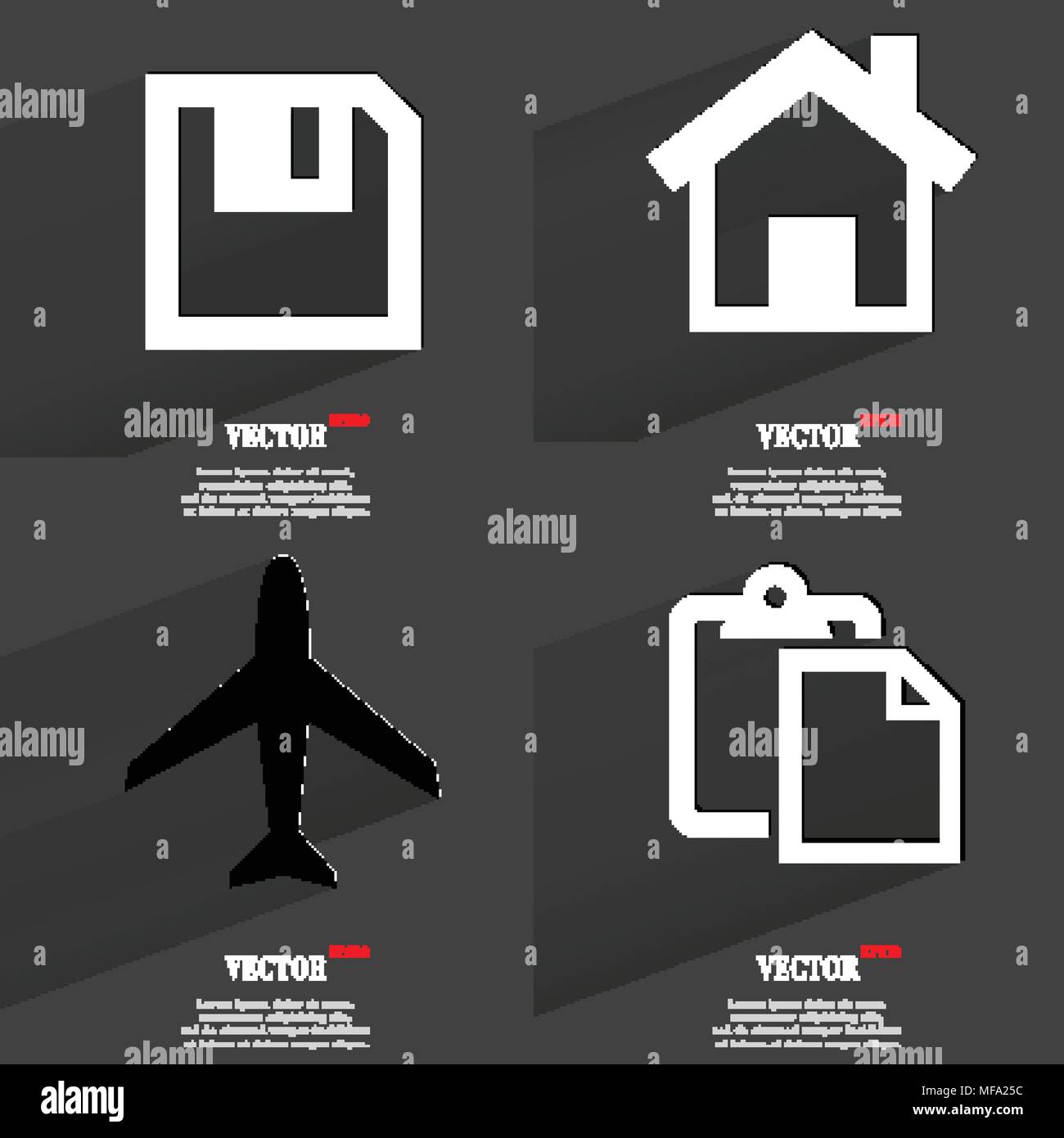 Set of icons. Collection of symbols. Modern Flat web design with long ...