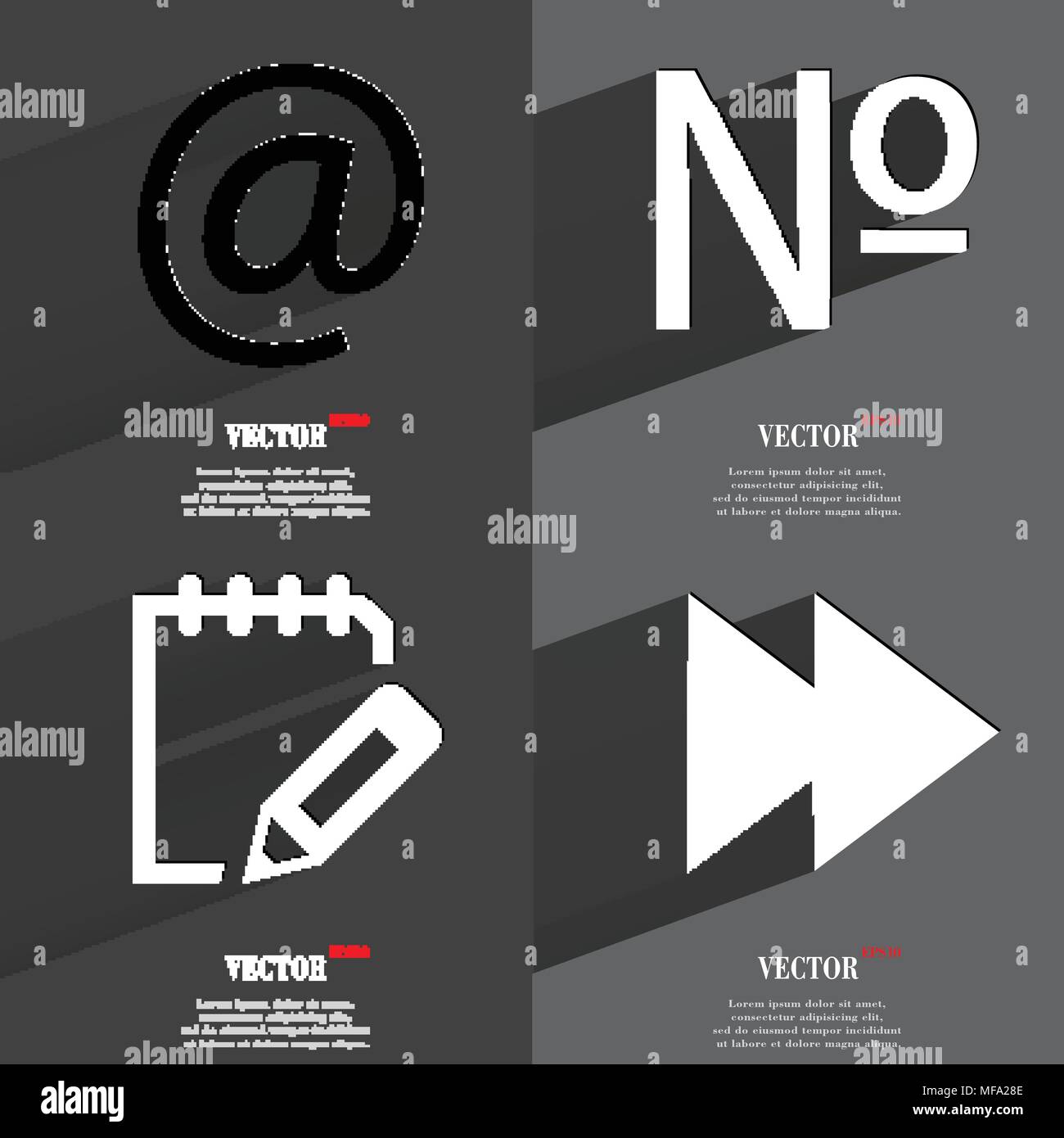 Set of icons. Collection of symbols. Modern Flat web design with long ...