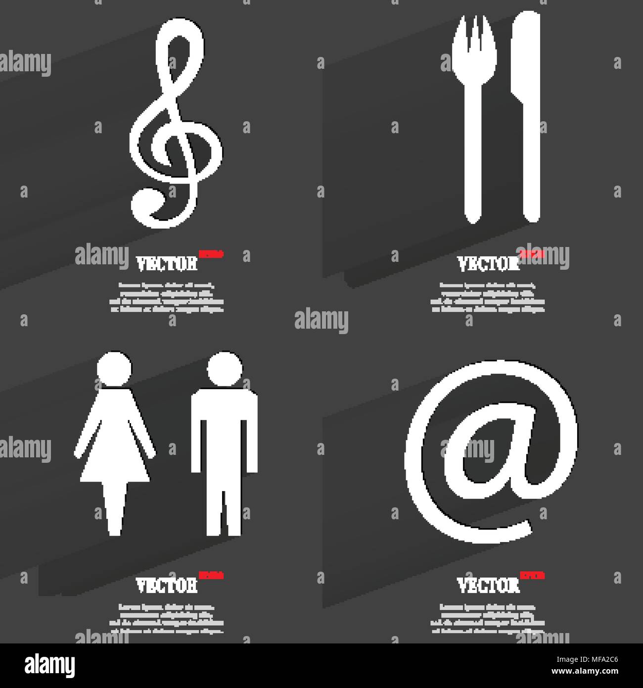 Set of icons. Collection of symbols. Modern Flat web design with long ...