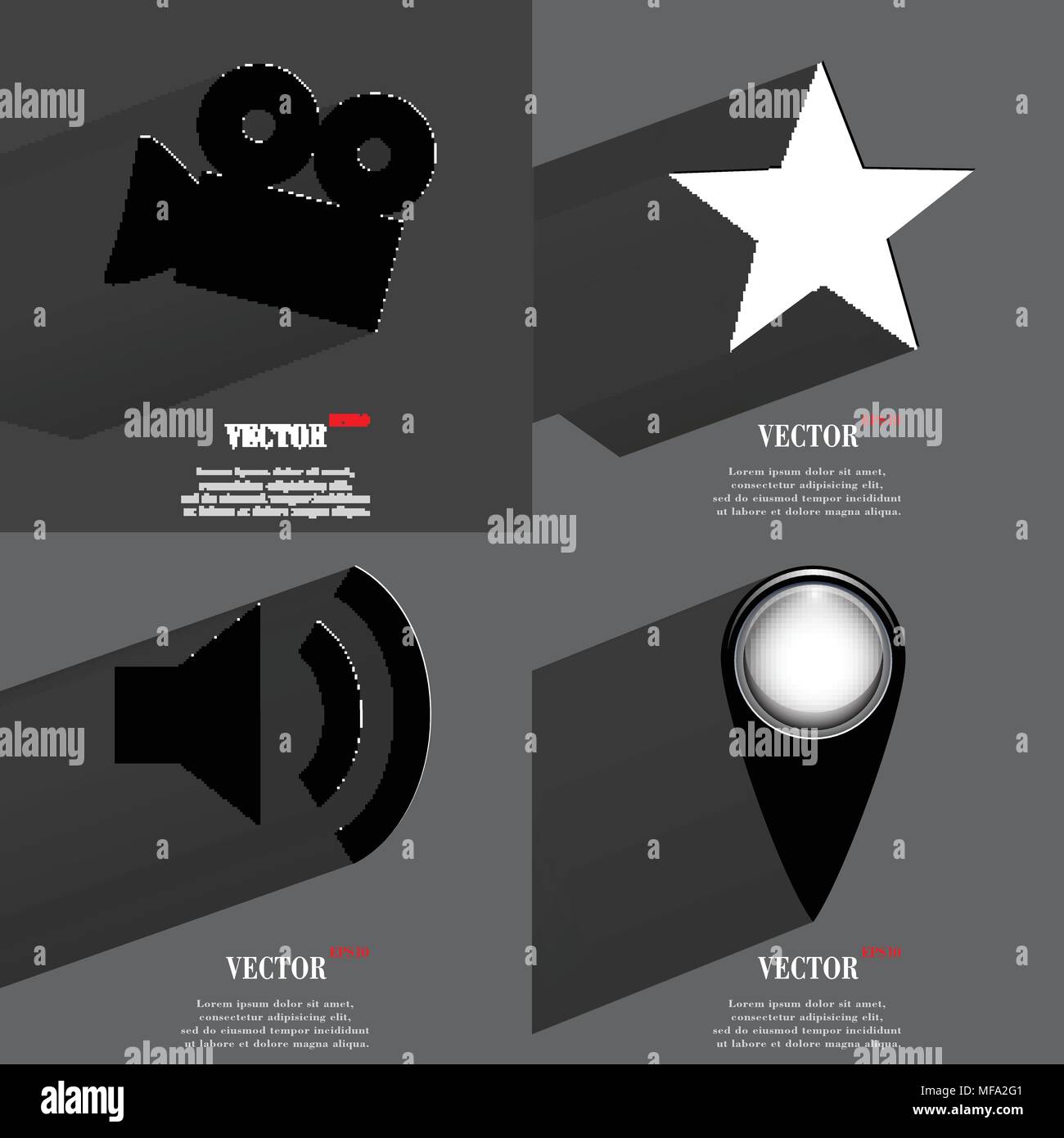 Set of icons. Collection of symbols. Modern Flat web design with long ...