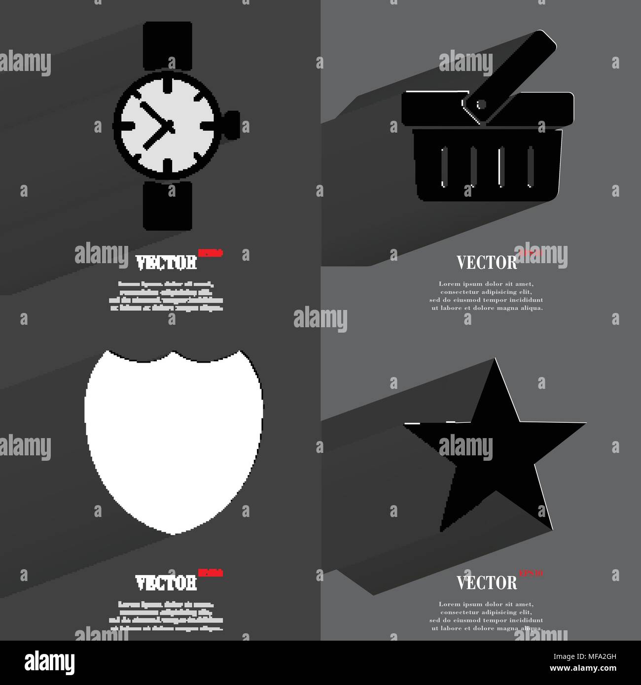 Set of icons. Collection of symbols. Modern Flat web design with long ...