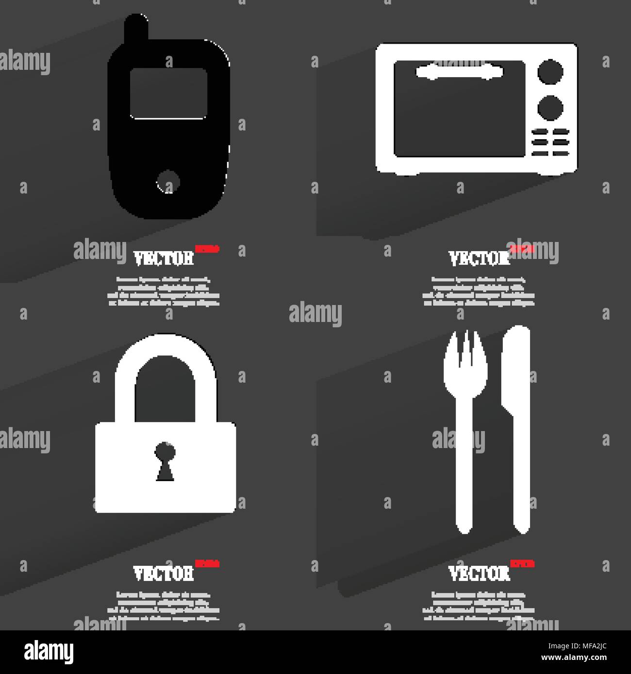 Set of icons. Collection of symbols. Modern Flat web design with long ...