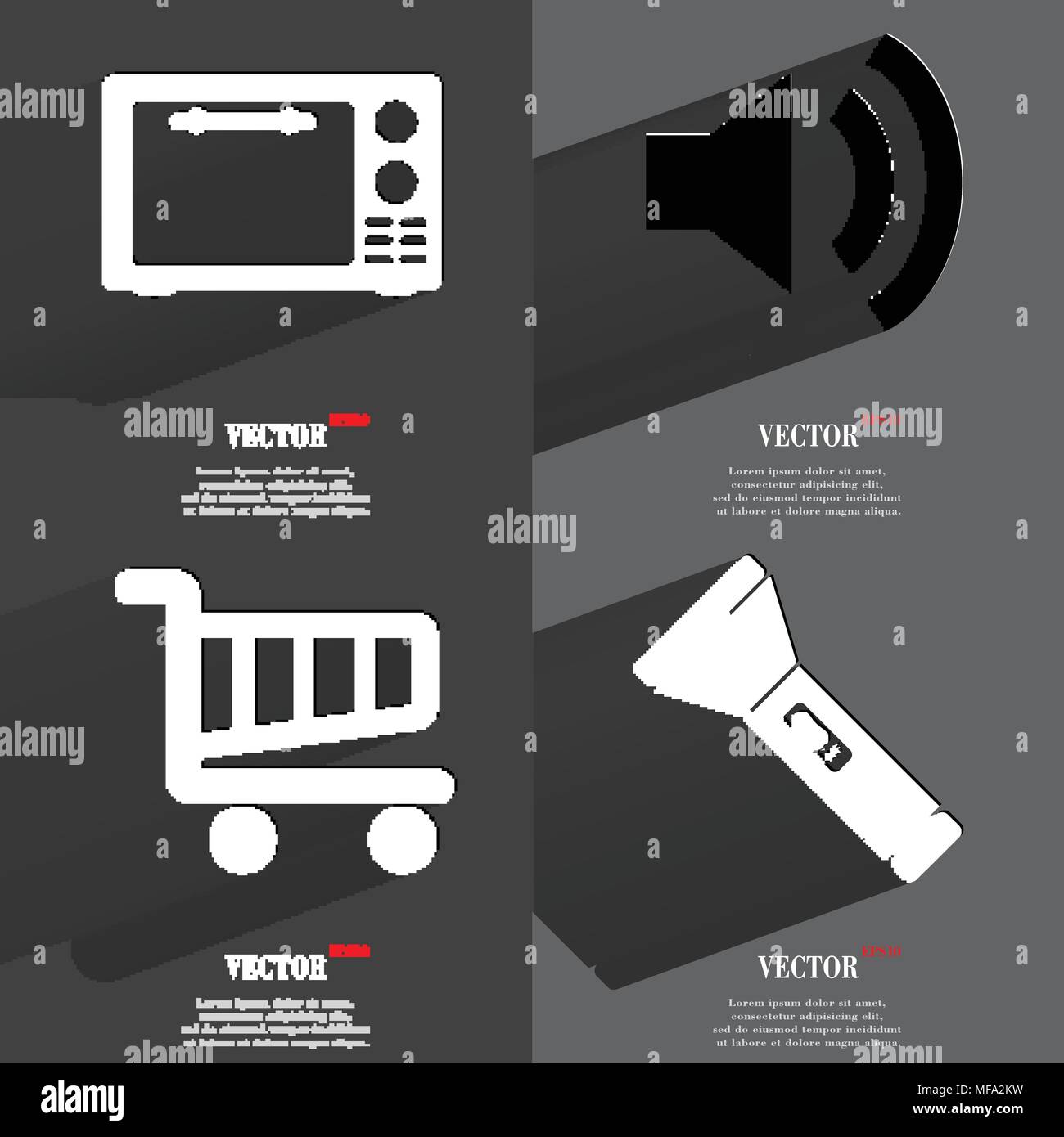 Set of icons. Collection of symbols. Modern Flat web design with long ...