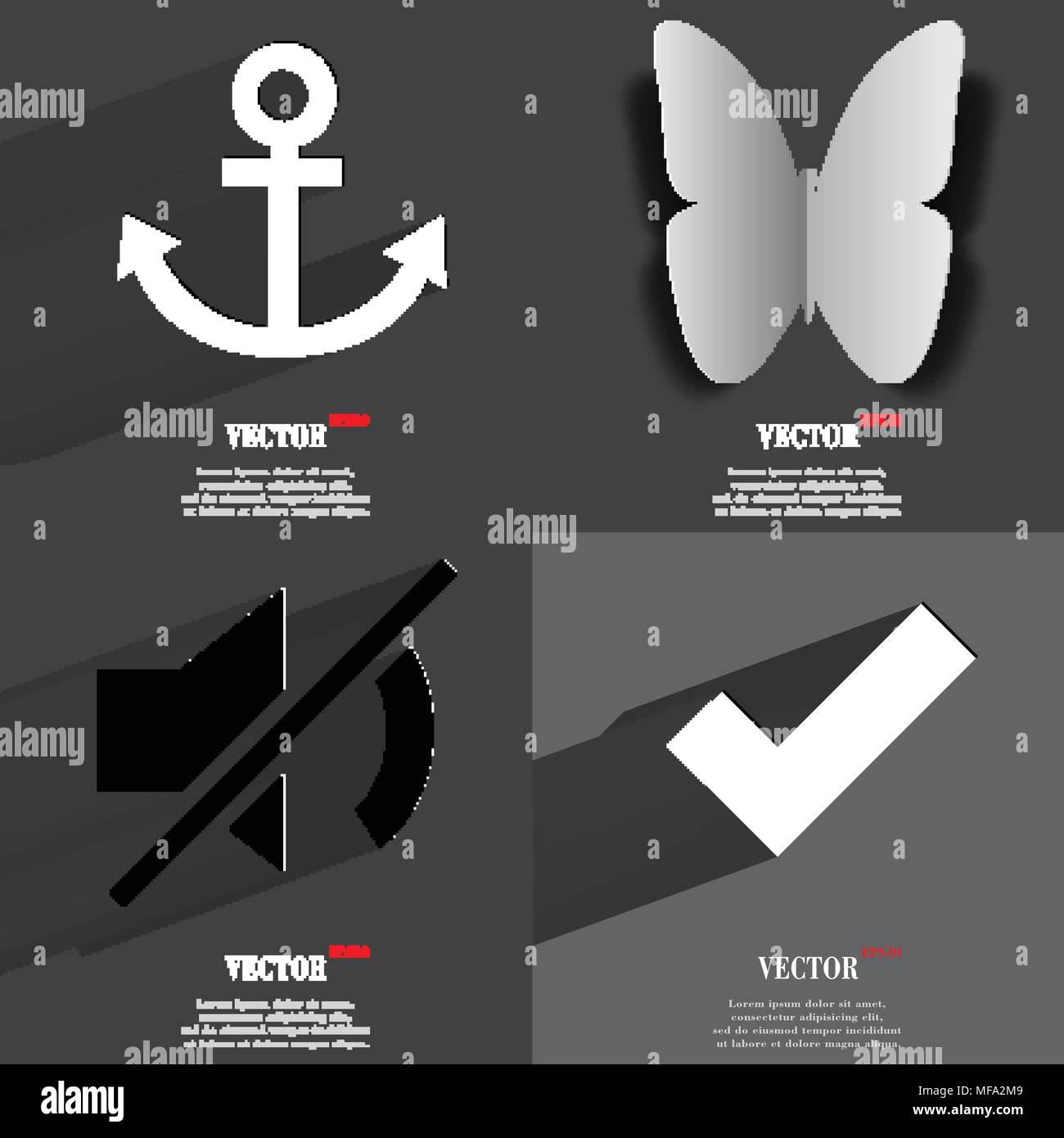Set of icons. Collection of symbols. Modern Flat web design with long ...