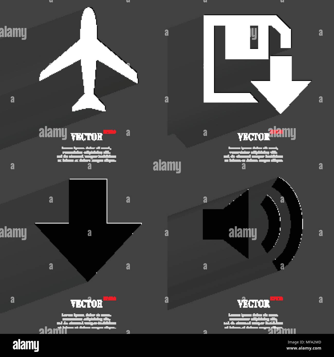Set of icons. Collection of symbols. Modern Flat web design with long ...
