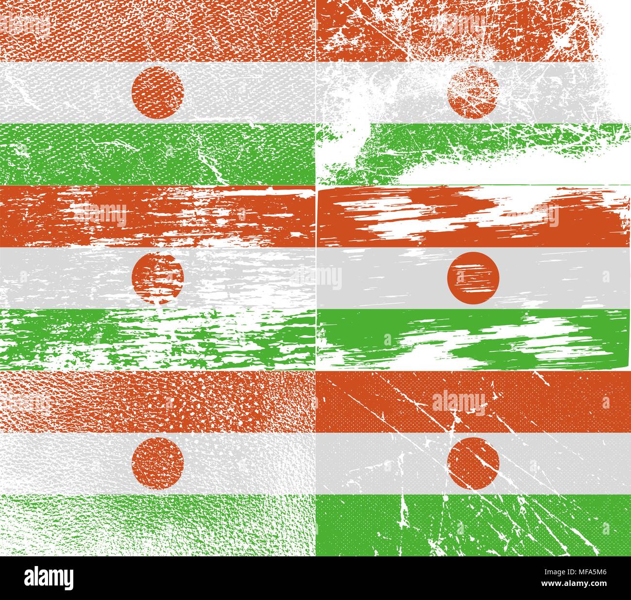 Flag of Niger with old texture. Vector illustration Stock Vector