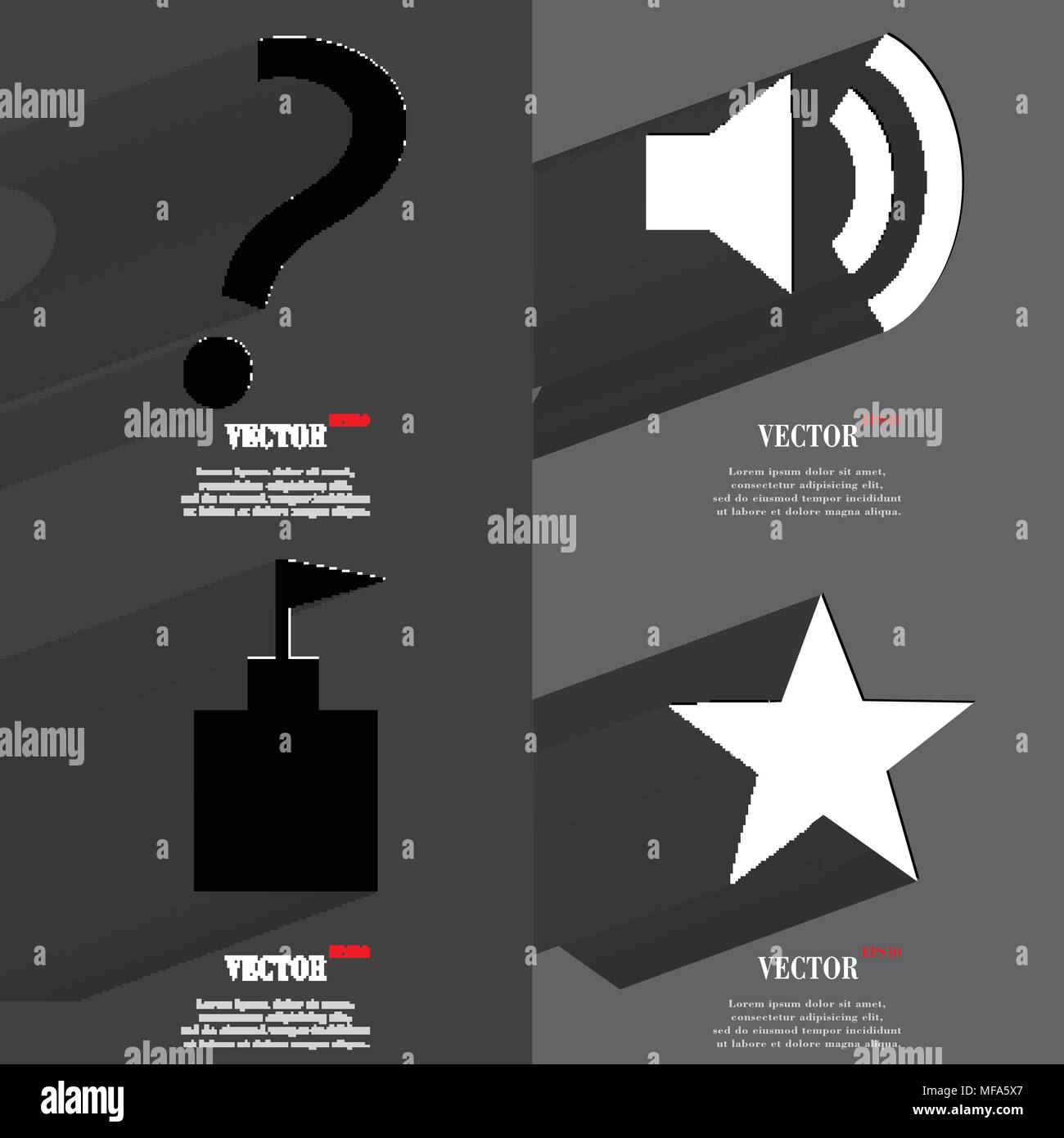 Set of icons. Collection of symbols. Modern Flat web design with long ...