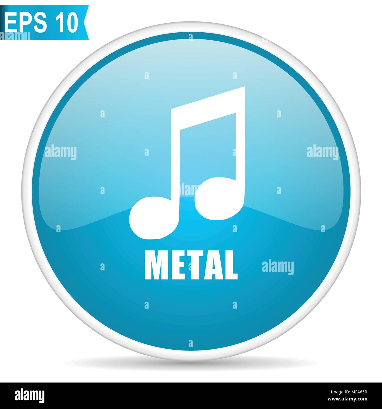 Metal music blue glossy round vector icon in eps 10. Editable modern ...