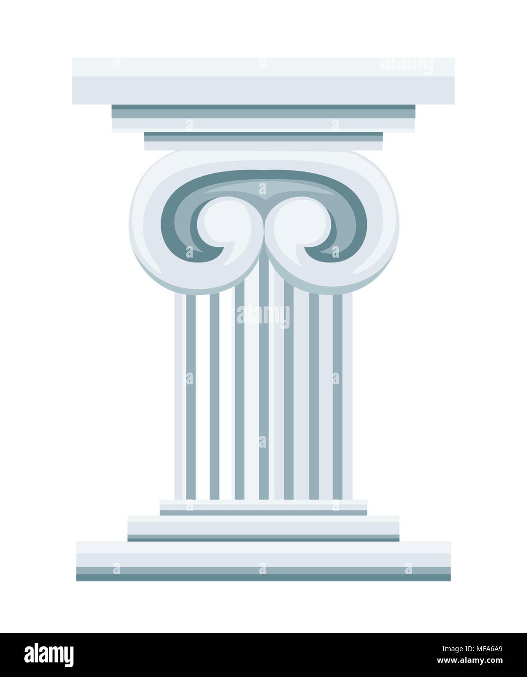 Roman column pedestal or pillar. Flat style design. Vector illustration isolated on white background. Web site page and mobile app. Stock Vector