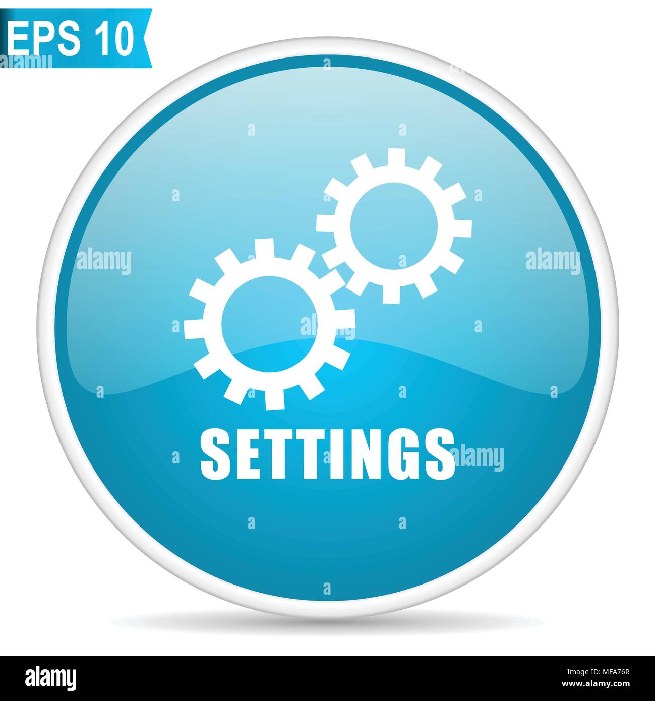 Settings blue glossy round vector icon in eps 10. Editable modern ...