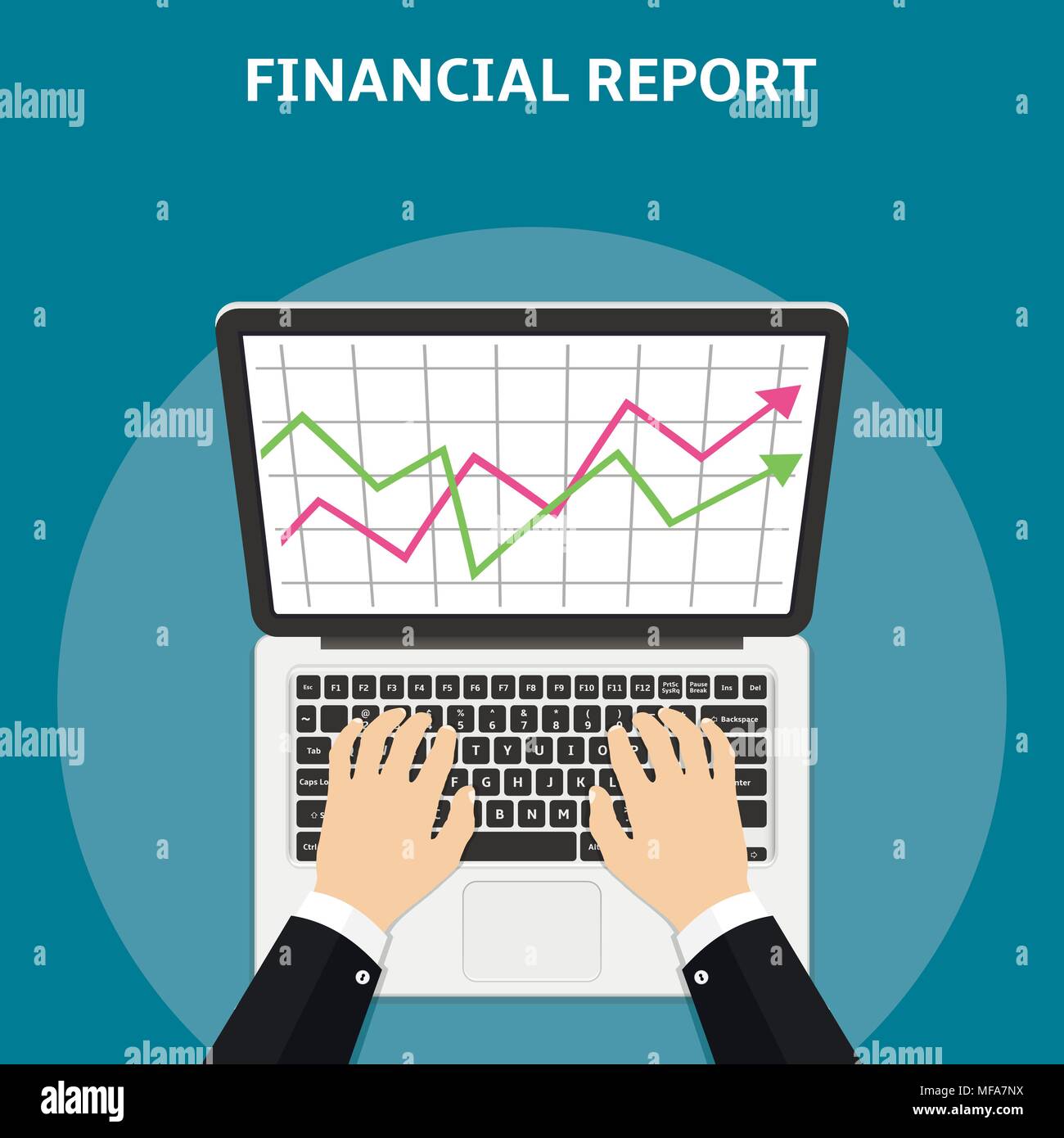 Financial report concept. Flat style vector. Stock Vector