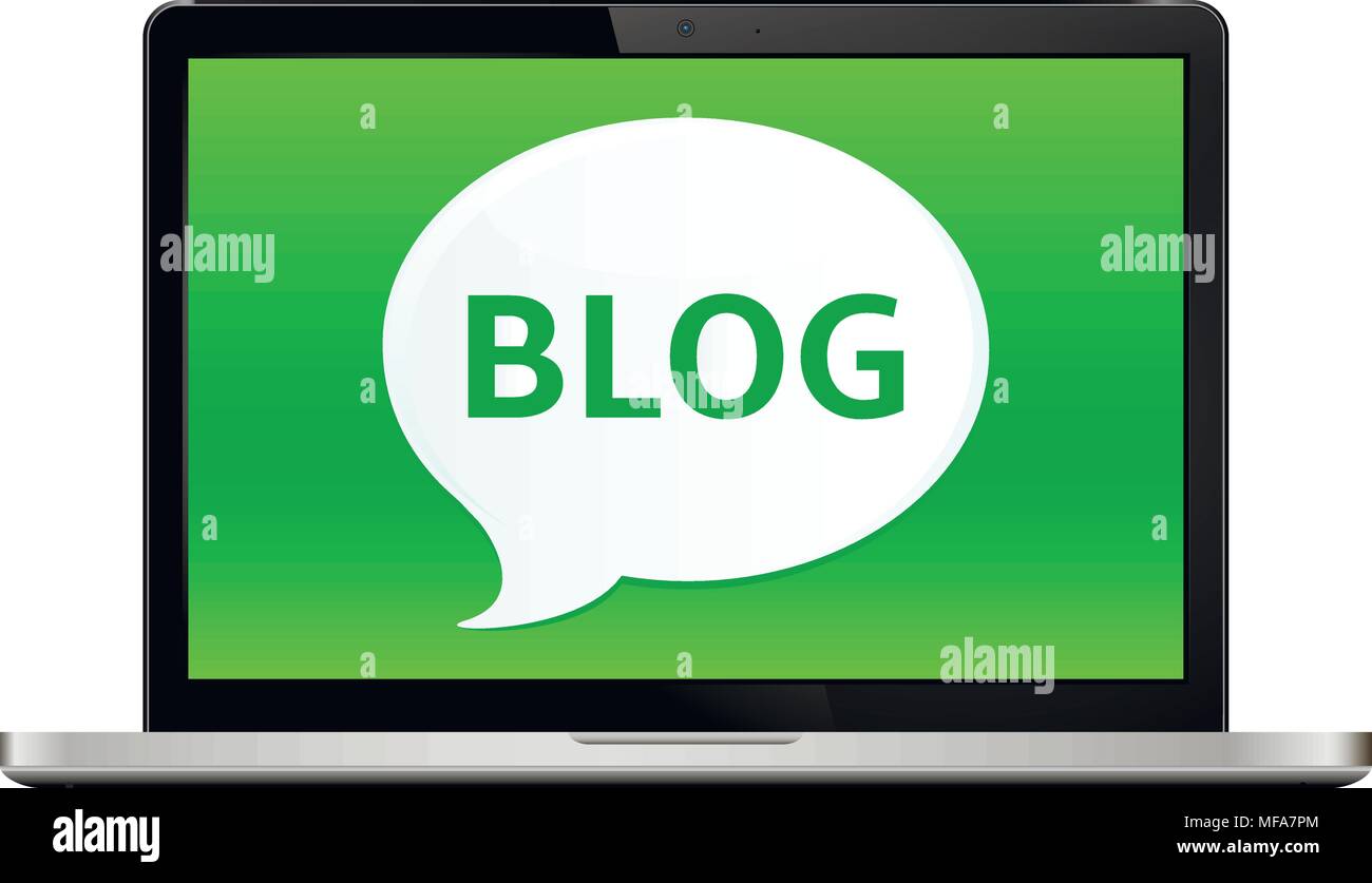 Computer laptop blog sign illustration design over a white background ...