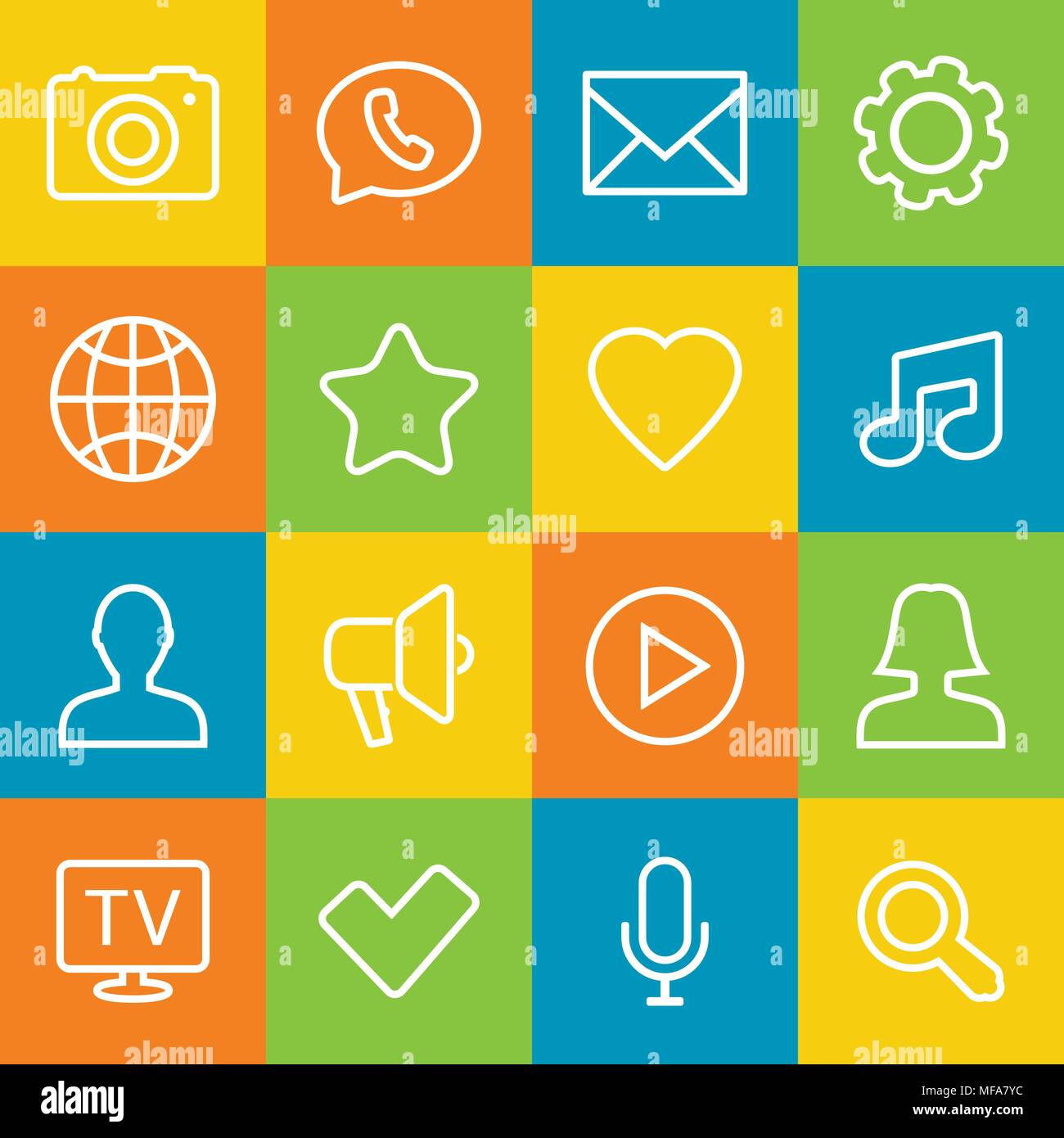 Thin lines web icons set - Contact and communication. Vector illustration. Stock Vector