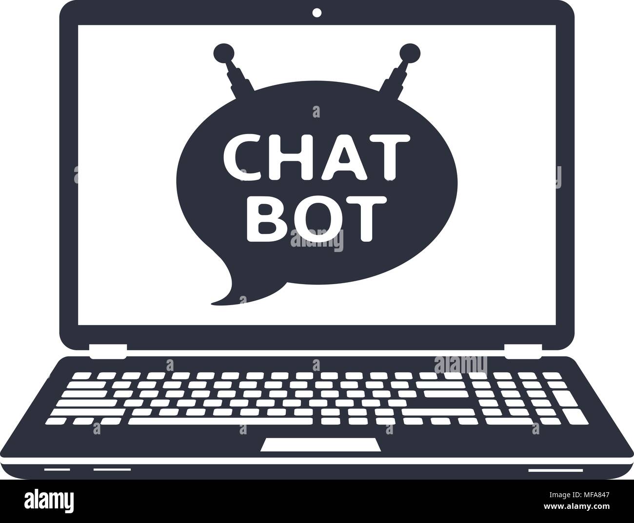 Laptop with chat bot icon. Vector EPS10. Stock Vector
