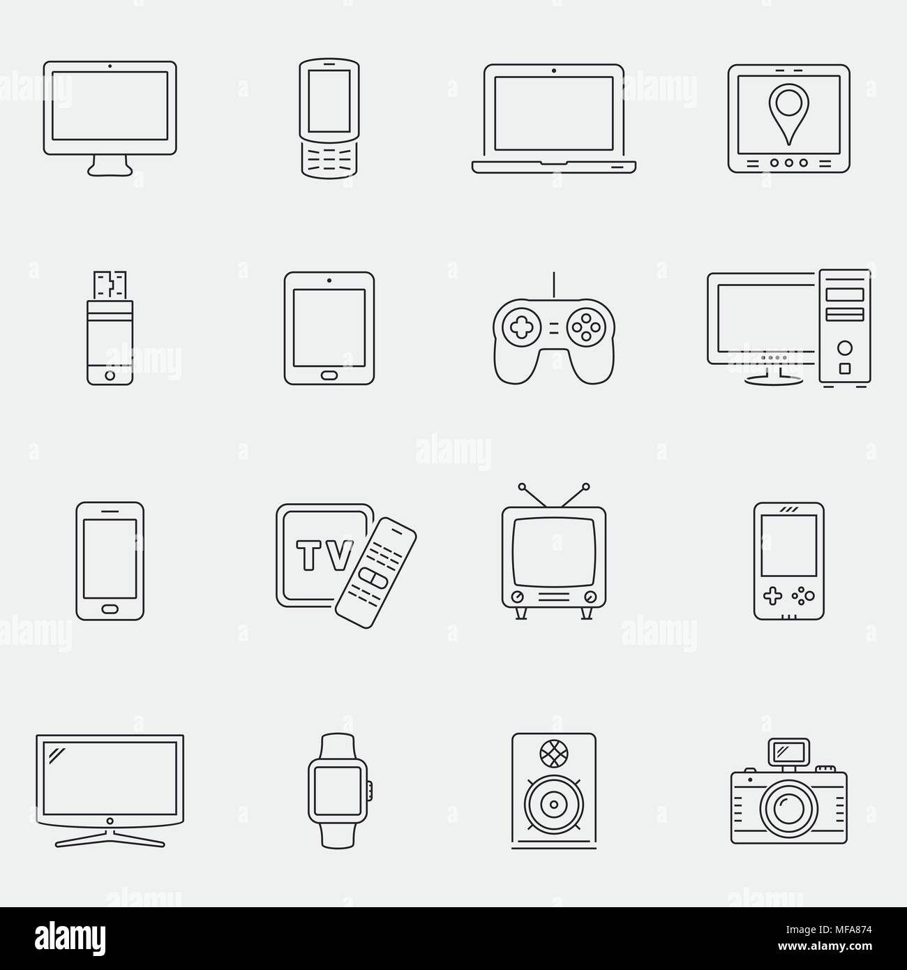 Set of thin line devices icons for mobile apps and web design. Vector ...