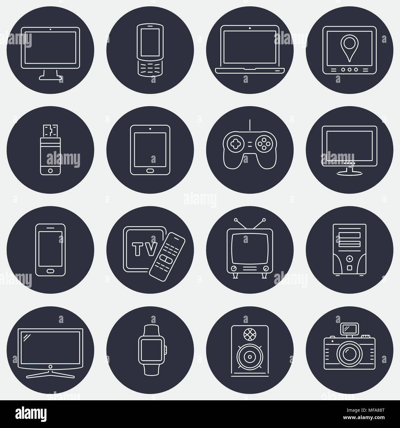 Set of thin line devices icons for mobile apps and web design. Vector ...