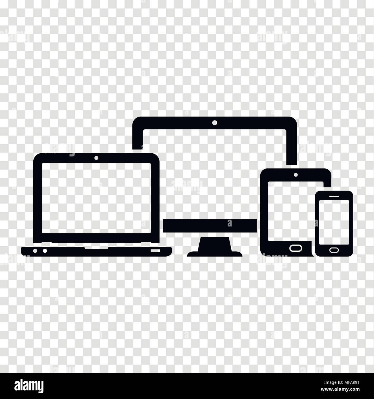 Responsive web design icons for computer monitor, smartphone, tablet and laptop. Vector illustration. Stock Vector