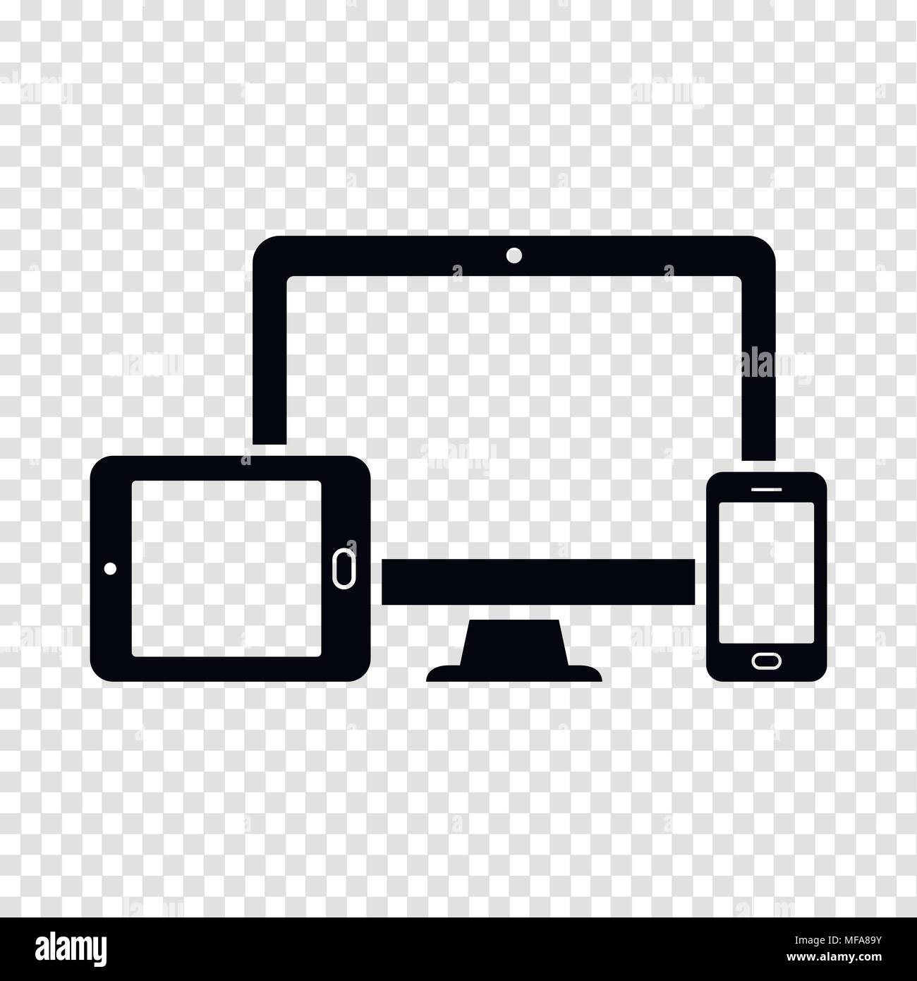 Set of digital devices icons on transparent background Stock Vector