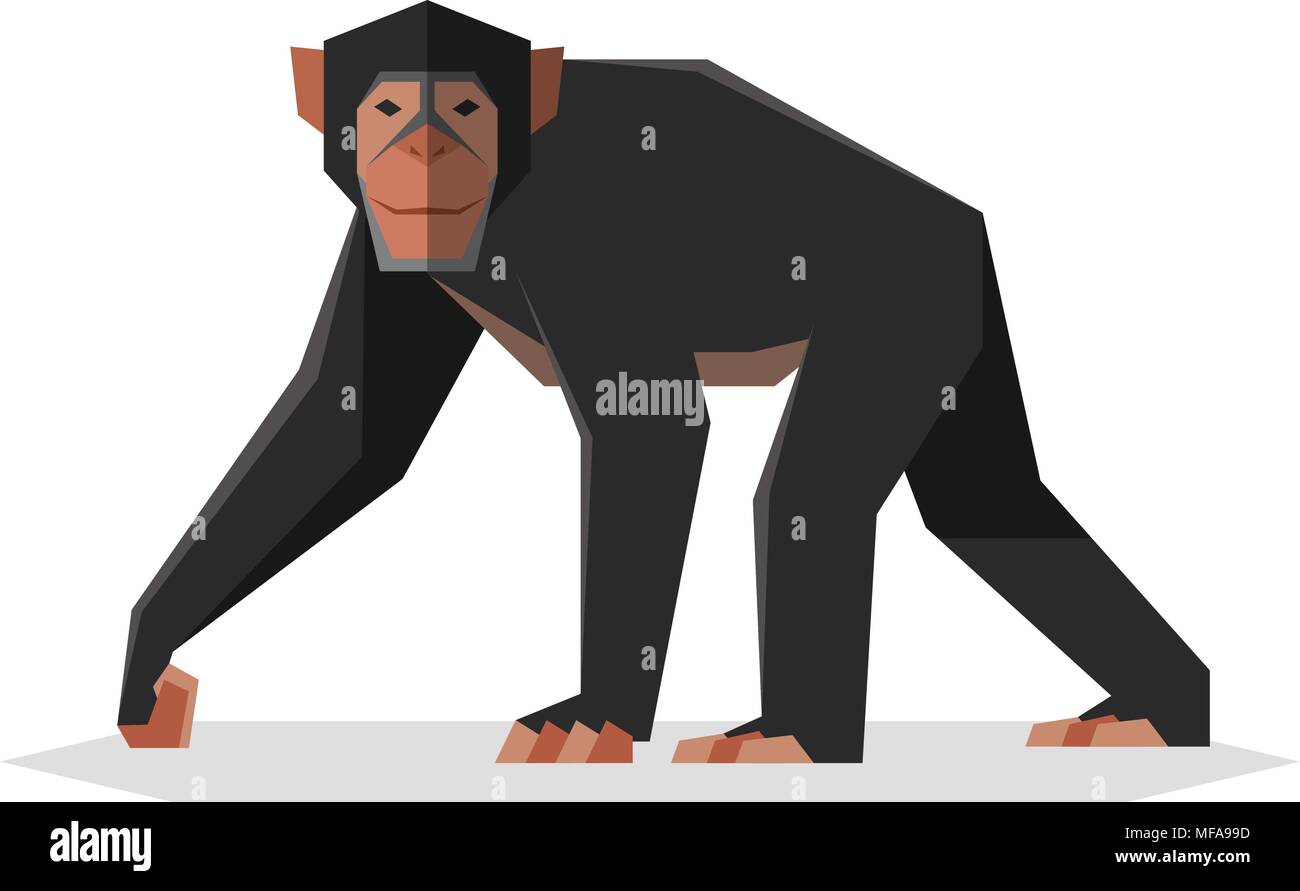 Flat geometric Chimpanzee Stock Vector