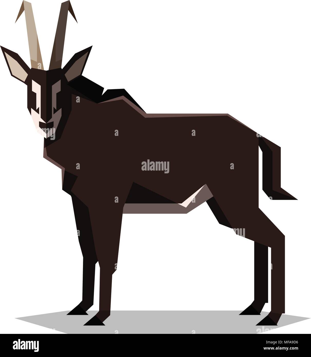 Flat geometric Sable antelope Stock Vector