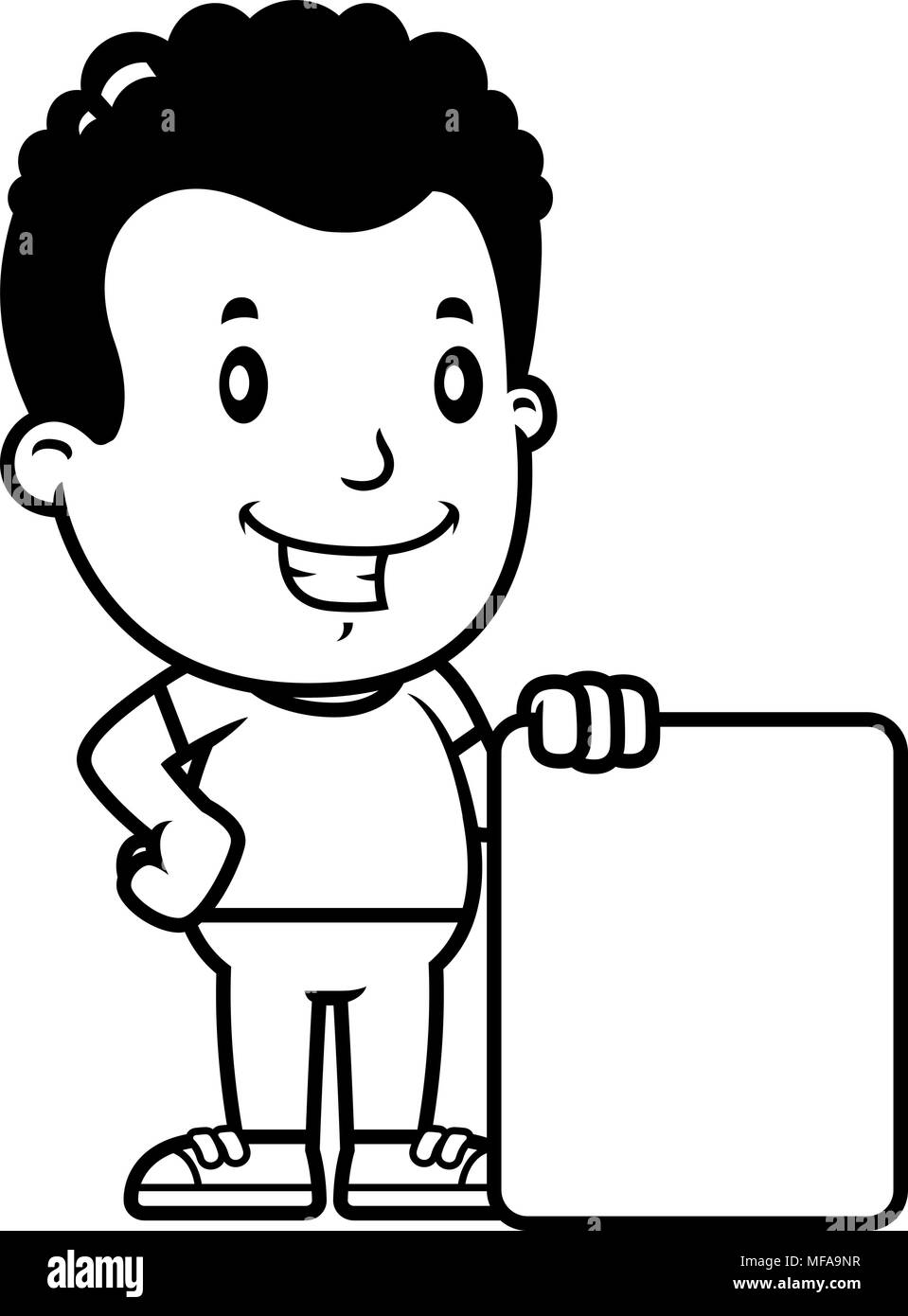 A cartoon illustration of a boy with a sign Stock Vector Image & Art ...