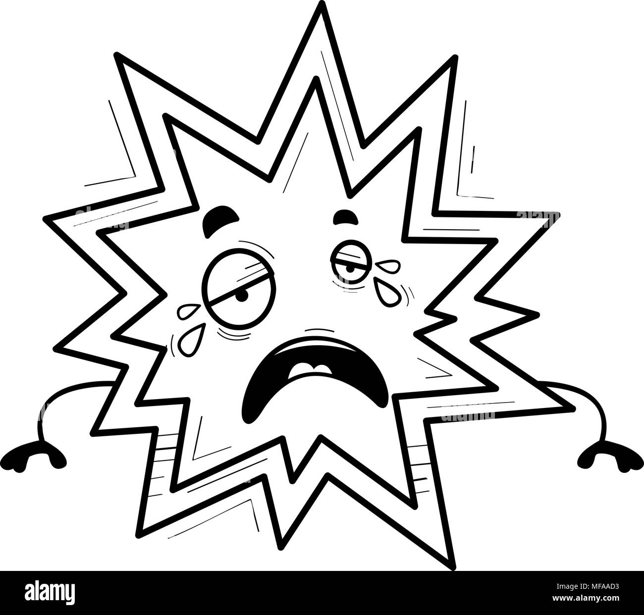 A cartoon illustration of an explosion crying. Stock Vector