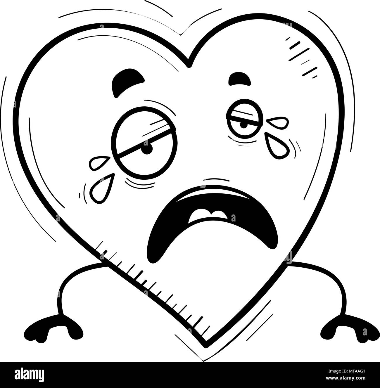 A cartoon illustration of a heart crying. Stock Vector
