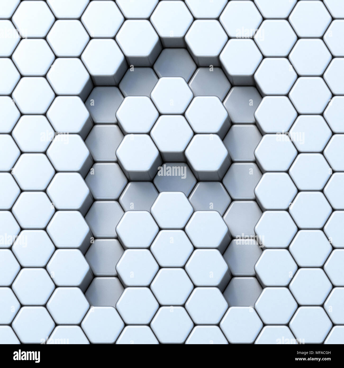 Hexagonal grid letter A 3D render illustration Stock Photo