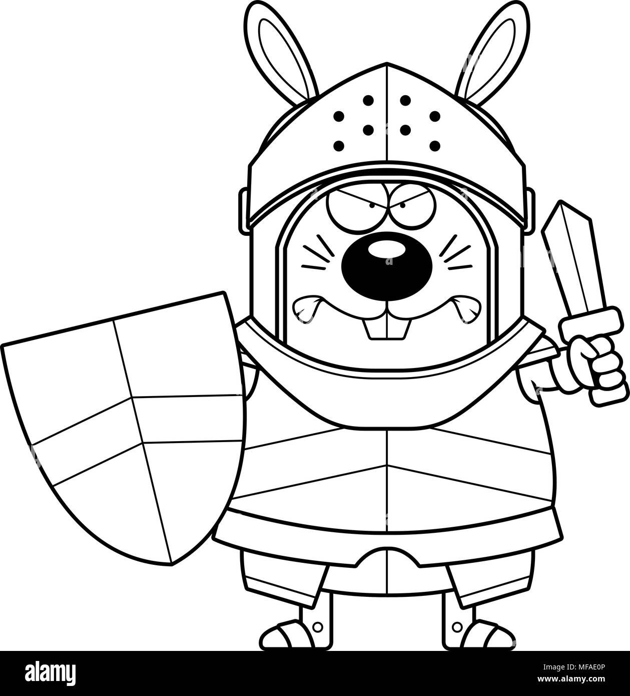A cartoon illustration of a rabbit knight looking angry Stock Vector ...