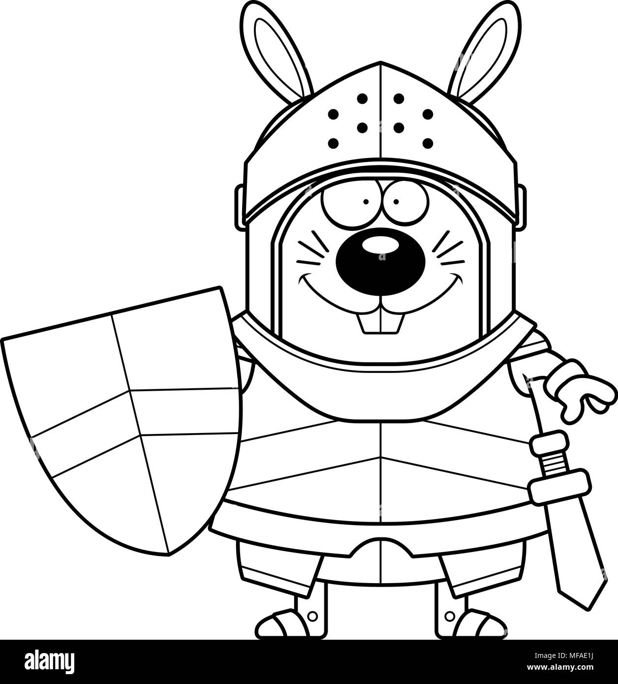A cartoon illustration of a rabbit knight smiling Stock Vector Image ...