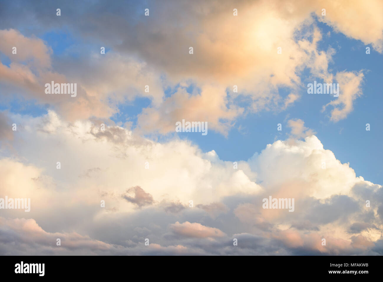 Beautiful sunset clouds, vanilla sky color background Stock Photo