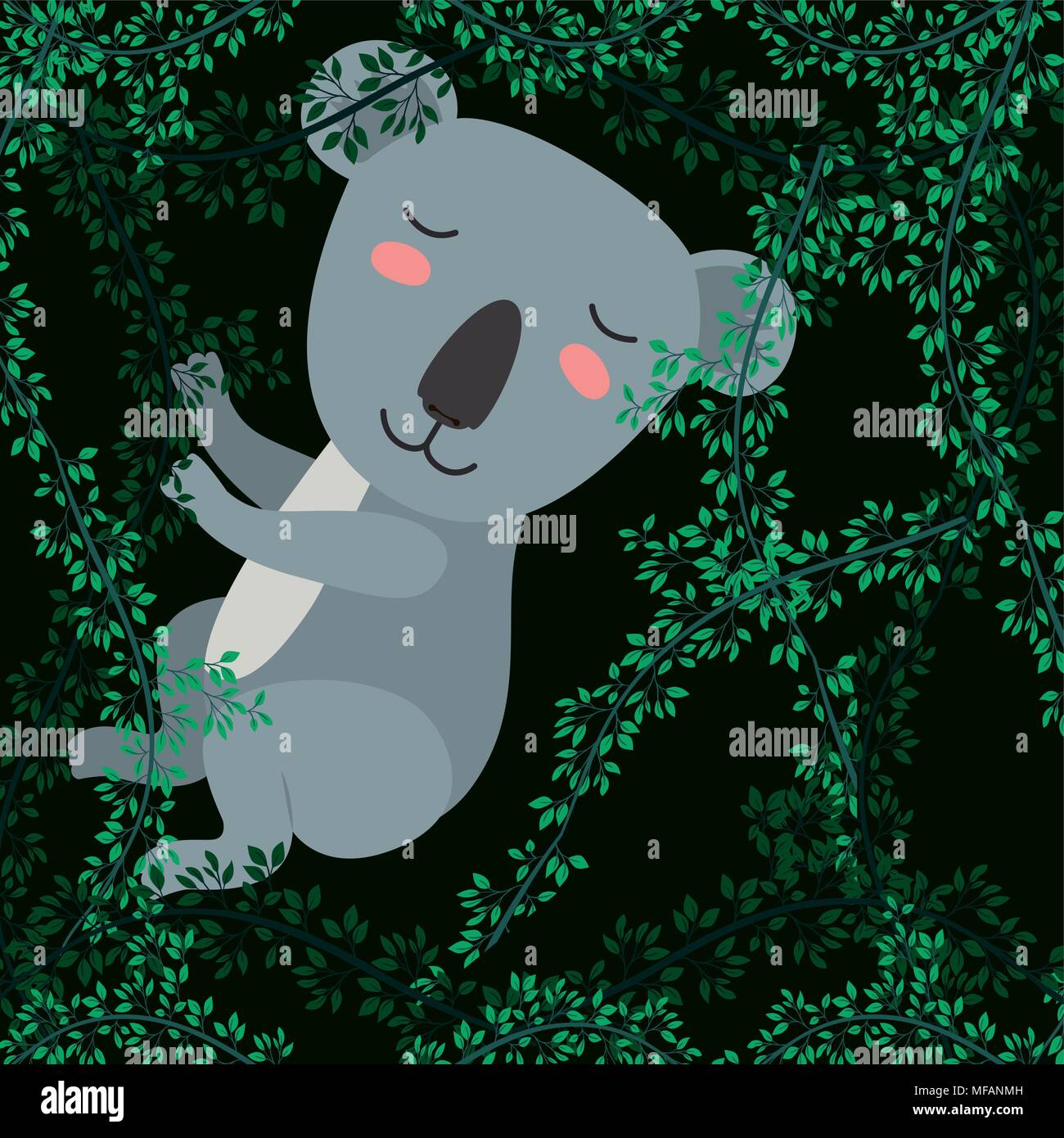 koala in the forest scene vector illustration design Stock Vector