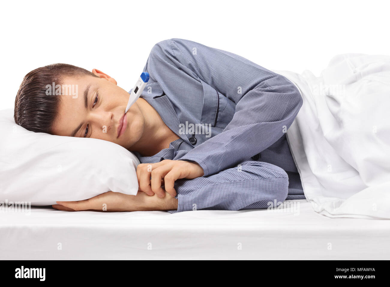 teenage boy in hospital bed