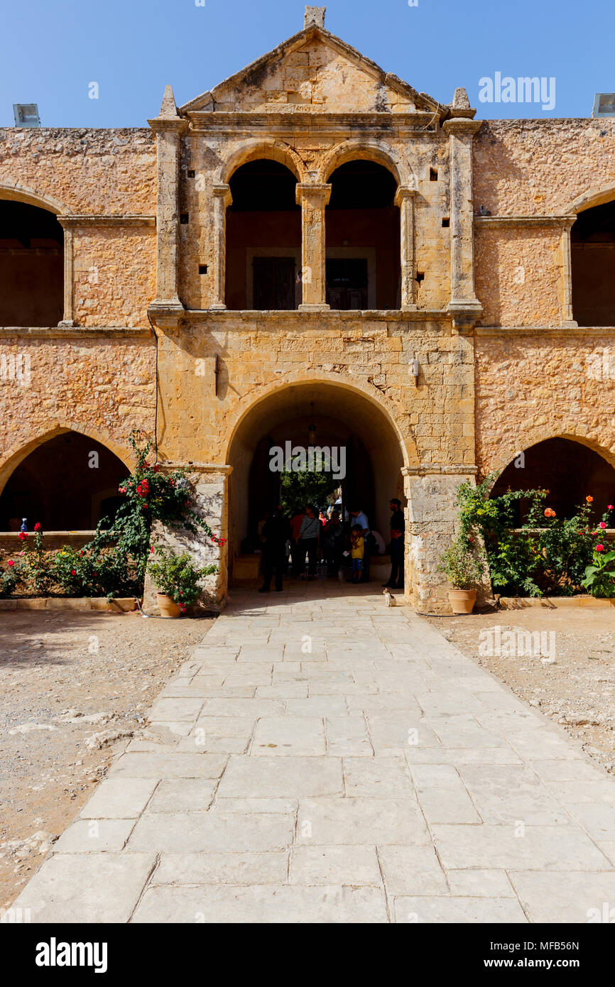 Exterior view of Monastery of Arcadi in Crete Greece Stock Photo