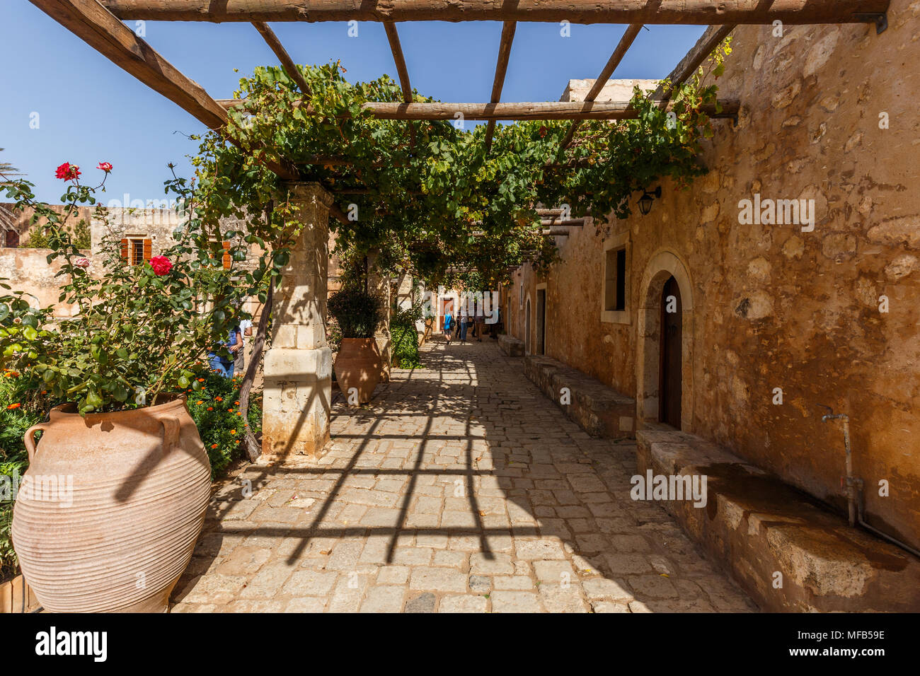 Exterior view of Monastery of Arcadi in Crete Greece Stock Photo