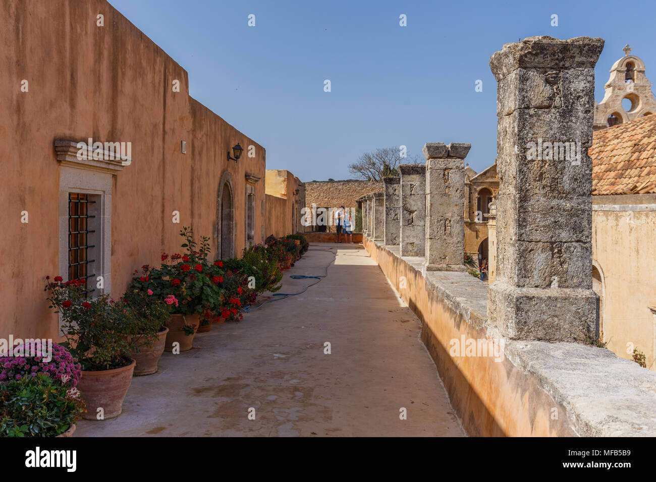Exterior view of Monastery of Arcadi in Crete Greece Stock Photo