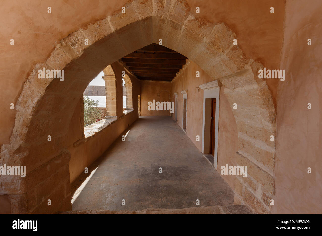 Exterior view of Monastery of Arcadi in Crete Greece Stock Photo